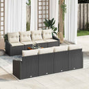 Havesofa Sæt med pude 9 pcs Sort polyrattan