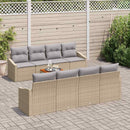 Havesofa Sæt med pude 9 pcs Beige polyrattan