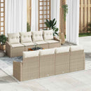 Havesofa Sæt med pude 9 pcs Beige polyrattan