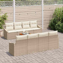 Havesofa Sæt med pude 9 pcs Beige polyrattan