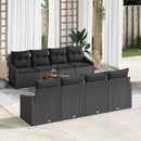 Havesofa Sæt med pude 9 pcs Sort polyrattan