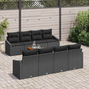 Havesofa Sæt med pude 9 pcs Sort polyrattan