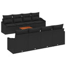 Havesofa Sæt med pude 9 pcs Sort polyrattan