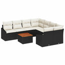 Havesofa Sæt med pude 9 pcs Sort polyrattan