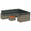 Havesofa Sæt med pude 9 pcs Grå polyrattan