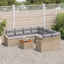 Havesofa Sæt med pude 9 pcs Beige polyrattan