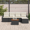 Havesofa Sæt med pude 6 pcs Sort polyrattan