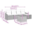 Havesofa Sæt med pude 6 pcs Sort polyrattan