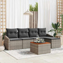 Havesofa Sæt med pude 6 pcs Grå polyrattan