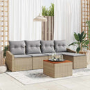 Havesofa Sæt med pude 6 pcs Beige polyrattan