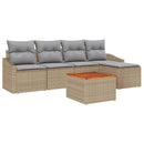 Havesofa Sæt med pude 6 pcs Beige polyrattan