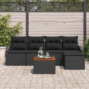 Havesofa Sæt med pude 6 pcs Sort polyrattan
