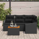 Havesofa Sæt med pude 5 pcs Sort polyrattan