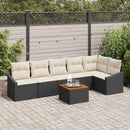 Havesofa Sæt med pude 7 pcs Sort polyrattan