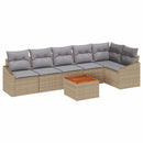 Havesofa Sæt med pude 7 pcs Beige polyrattan