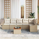 Havesofa Sæt med pude 7 pcs Beige polyrattan