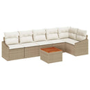 Havesofa Sæt med pude 7 pcs Beige polyrattan