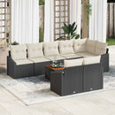 Havesofa Sæt med pude 9 pcs Sort polyrattan