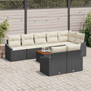 Havesofa Sæt med pude 9 pcs Sort polyrattan