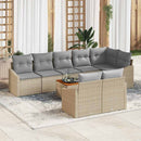 Havesofa Sæt med pude 9 pcs Beige polyrattan