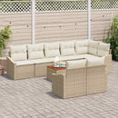 Havesofa Sæt med pude 9 pcs Beige polyrattan