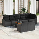 Havesofa Sæt med pude 9 pcs Sort polyrattan