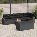 Havesofa Sæt med pude 9 pcs Sort polyrattan