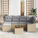 Havesofa Sæt 7 stk. Beige polyrattan