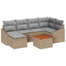 Havesofa Sæt 7 stk. Beige polyrattan