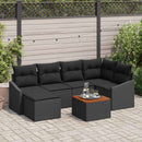 Havesofa Sæt med pude 7 pcs Sort polyrattan