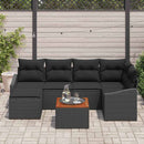 Havesofa Sæt med pude 7 pcs Sort polyrattan