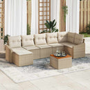 Havesofa Sæt med pude 8 pcs Beige polyrattan