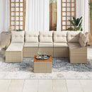 Havesofa Sæt med pude 8 pcs Beige polyrattan
