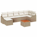 Havesofa Sæt med pude 8 pcs Beige polyrattan