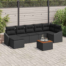 Havesofa Sæt med pude 8 pcs Sort polyrattan