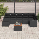 Havesofa Sæt med pude 8 pcs Sort polyrattan