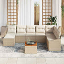 Havesofa Sæt med pude 9 pcs Beige polyrattan