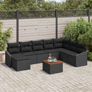 Havesofa Sæt med pude 9 pcs Sort polyrattan