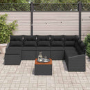 Havesofa Sæt med pude 9 pcs Sort polyrattan