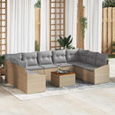 Havesofa Sæt med pude 10 pcs Beige polyrattan