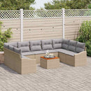 Havesofa Sæt med pude 10 pcs Beige polyrattan