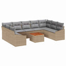 Havesofa Sæt med pude 10 pcs Beige polyrattan