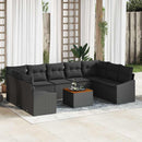 Havesofa Sæt med pude 10 pcs Sort polyrattan