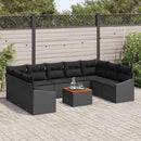 Havesofa Sæt med pude 10 pcs Sort polyrattan