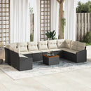 Havesofa Sæt med pude 11 pcs Sort polyrattan