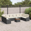 Havesofa Sæt med pude 11 pcs Sort polyrattan