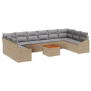 Havesofa Sæt 11 stk. Beige polyrattan