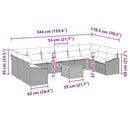 Havesofa Sæt med pude 11 pcs Beige polyrattan