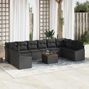 Havesofa Sæt med pude 11 pcs Sort polyrattan