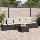 Havesofa Sæt med pude 5 pcs Sort polyrattan